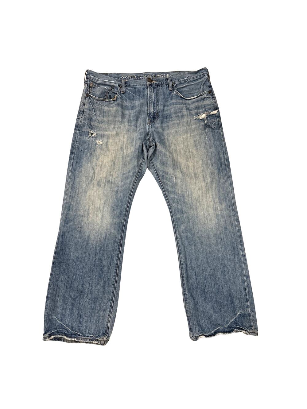 American Eagle Jeans Mens Size 38x32 Relaxed 100% Cotton Straight Ripped *READ*